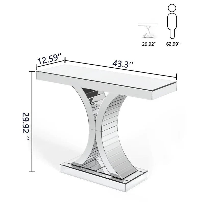 Mariahann 43.3" Mirrored Glass Console Table – A Statement of Elegance & Luxury