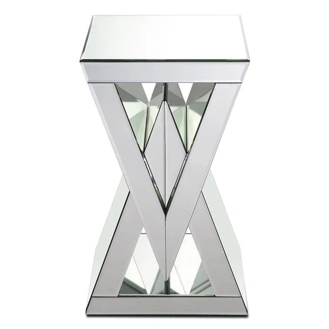 Luxurious Mirrored X - Base Side Table β Modern Glam Accent - Fabels