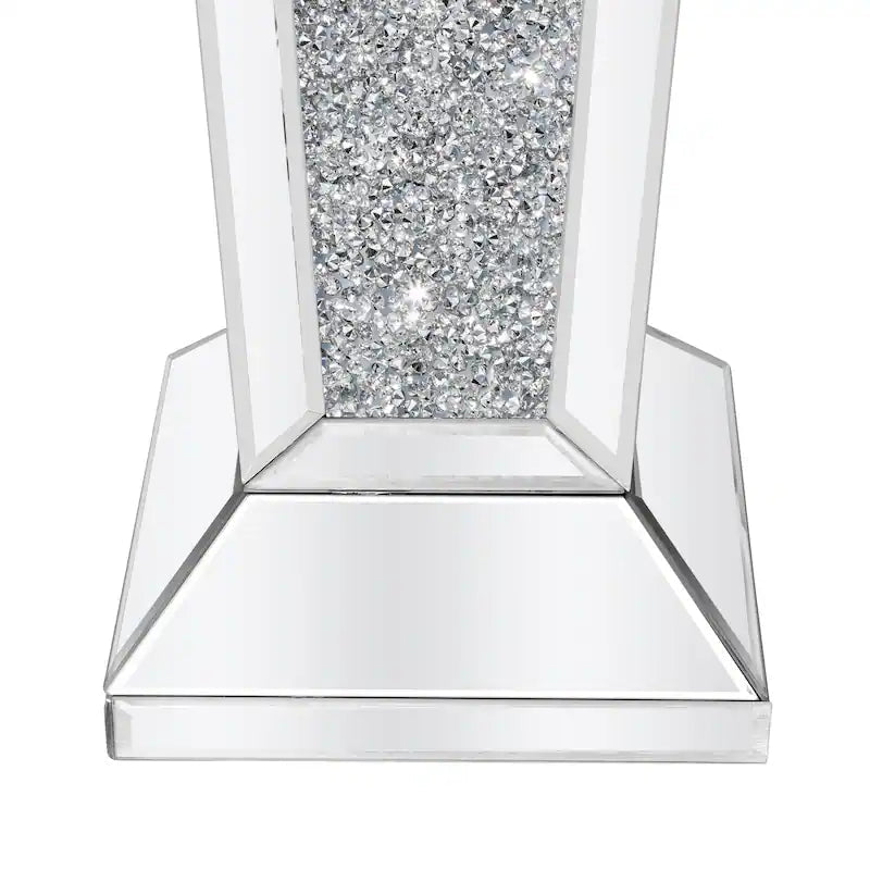 Mirrored Crushed Diamond Tall End Table – Elegant Display Stand - Fabels