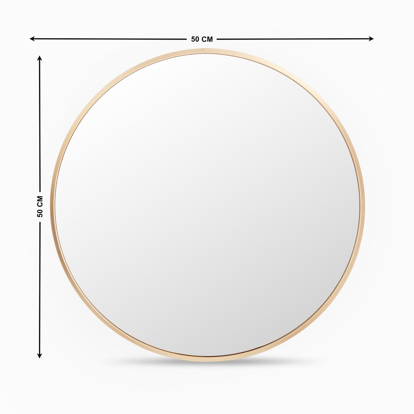 Elegant Round Mirror with Golden Frame – Available in Sizes 2x2 Feet, 2.5x2.5 Feet, and 3x3 Feet | Timeless Home Décor Accent