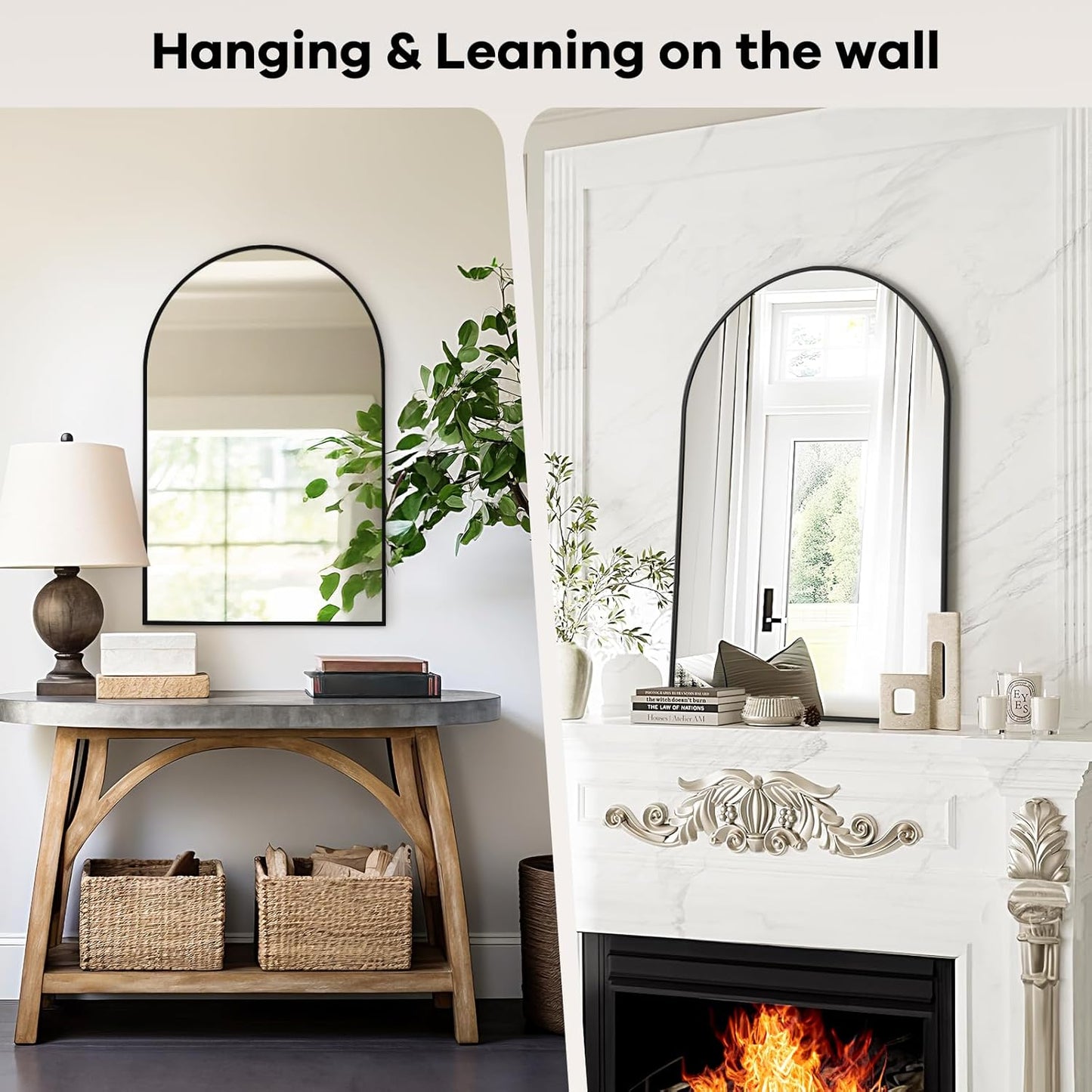 20x30 Inch Arch Mirror with Black Frame – Elegant, Modern Design for Home Décor - Fabels