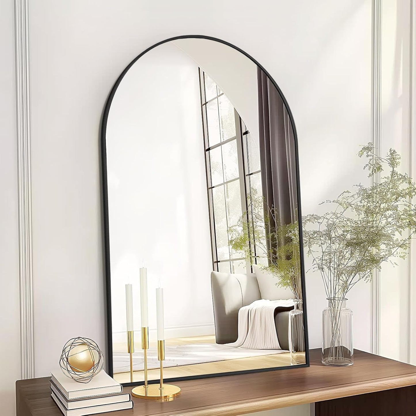 20x30 Inch Arch Mirror with Black Frame – Elegant, Modern Design for Home Décor - Fabels