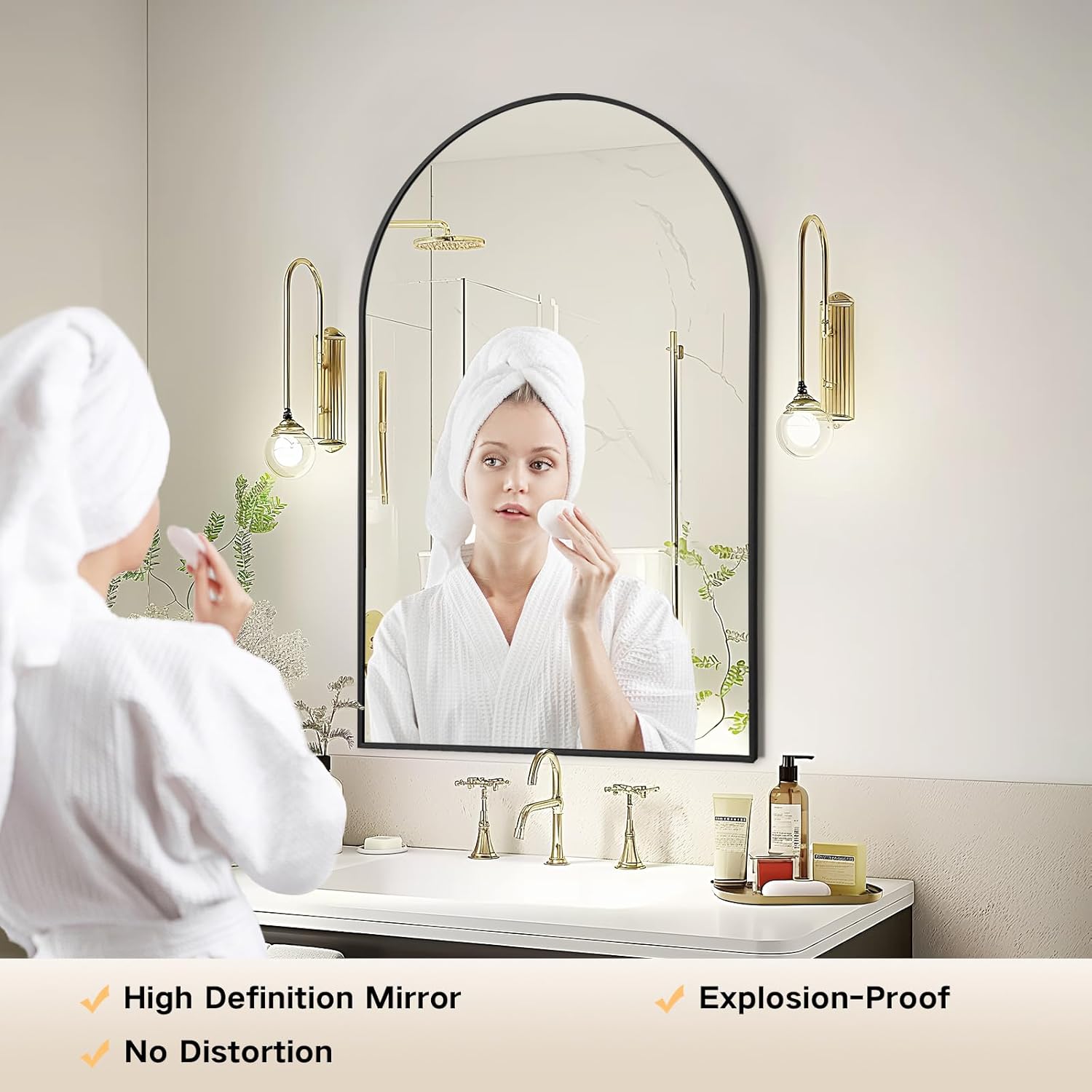 20x30 Inch Arch Mirror with Black Frame – Elegant, Modern Design for Home Décor - Fabels