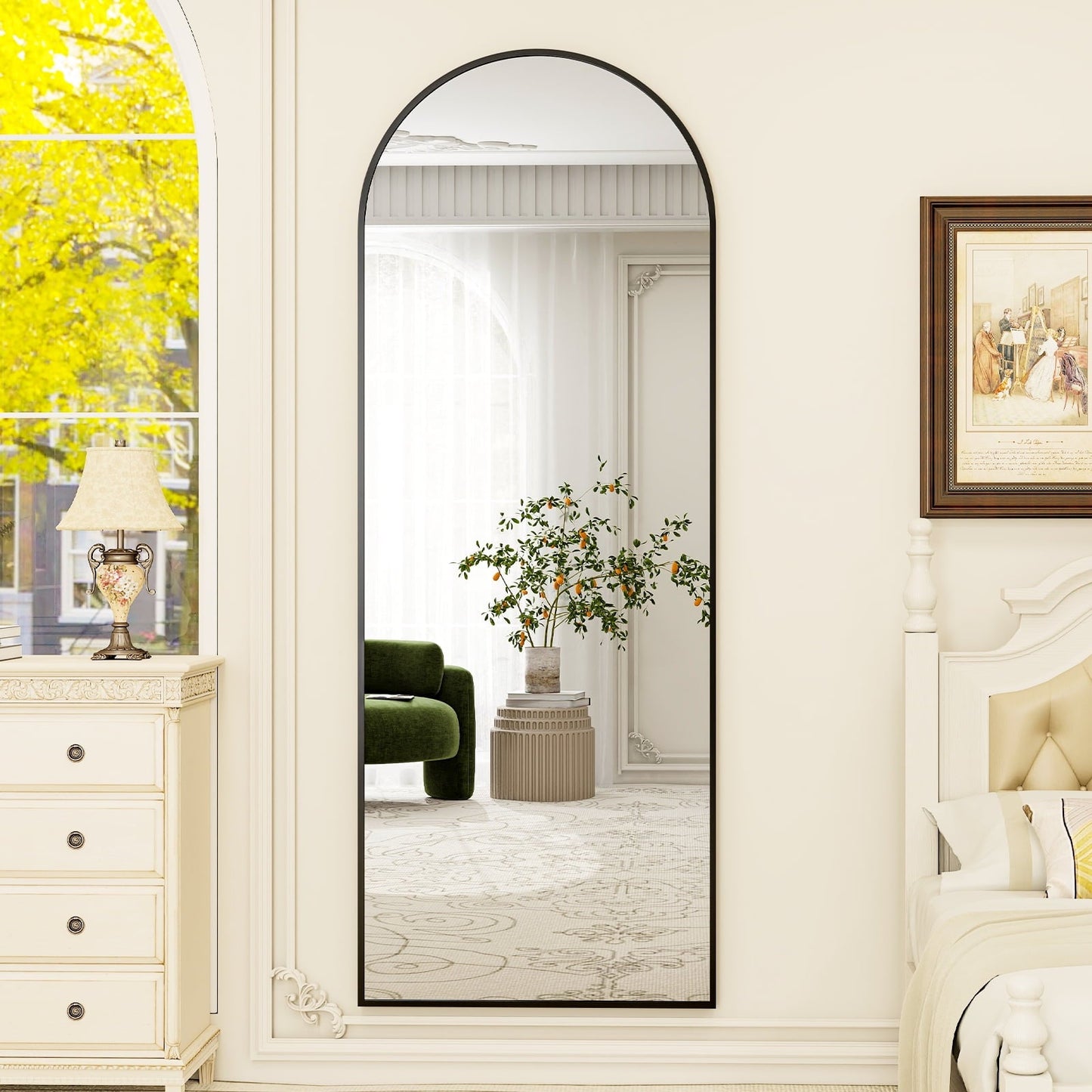 5.5 ft Black Arch Full-Length Mirror with Stand | All-India Delivery & Guarantee - Fabels