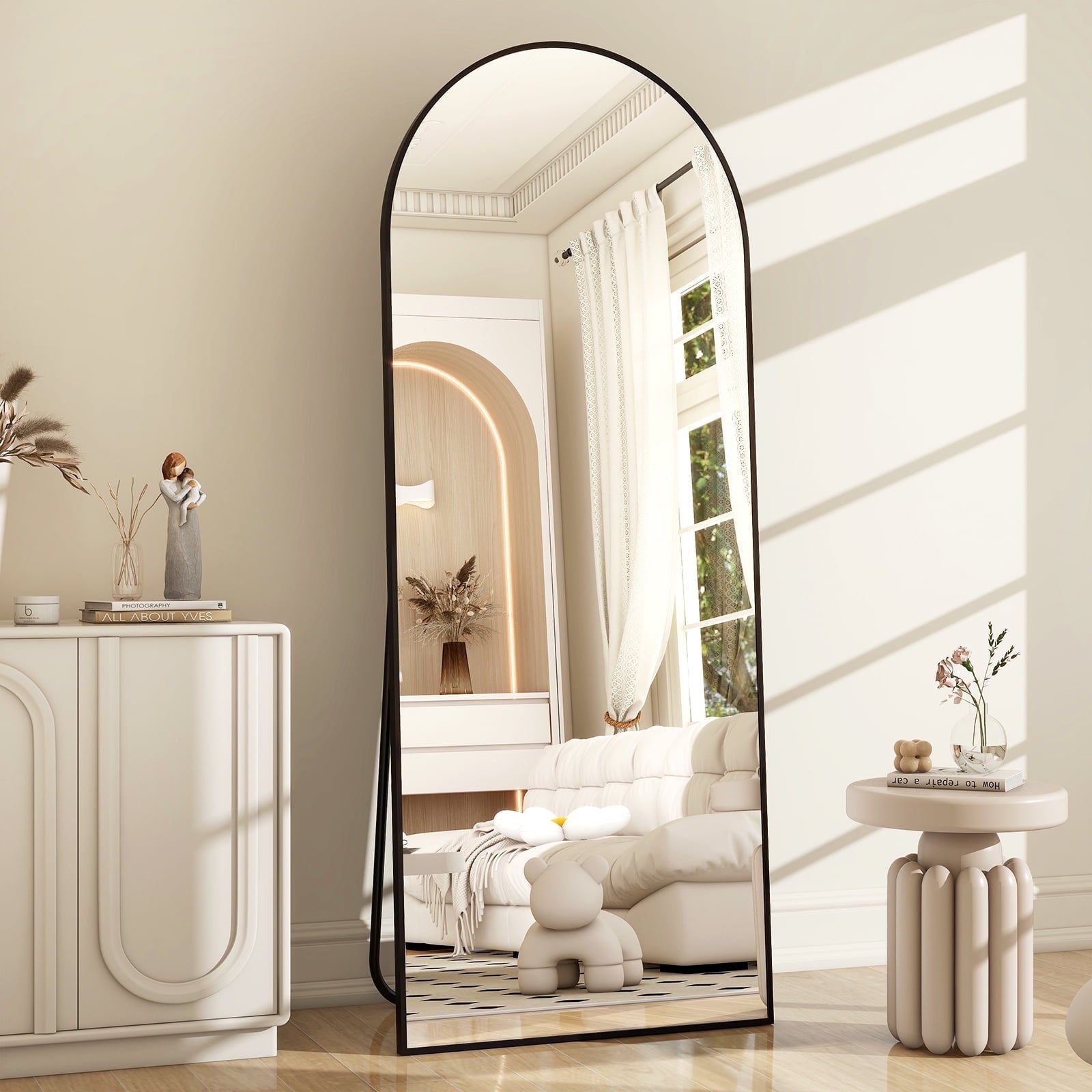 5.5 ft Black Arch Full-Length Mirror with Stand | All-India Delivery & Guarantee - Fabels