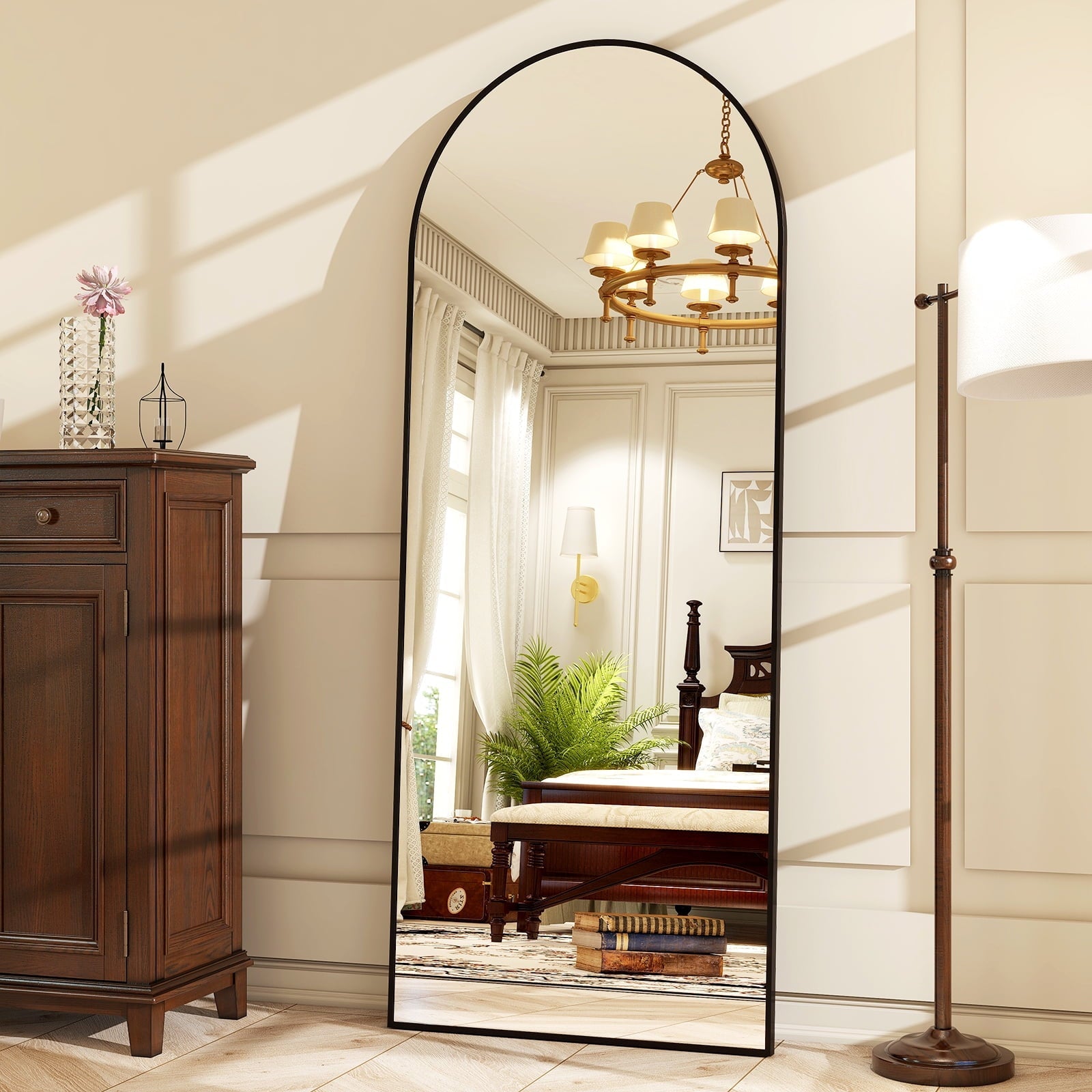 5.5 ft Black Arch Full-Length Mirror with Stand | All-India Delivery & Guarantee - Fabels
