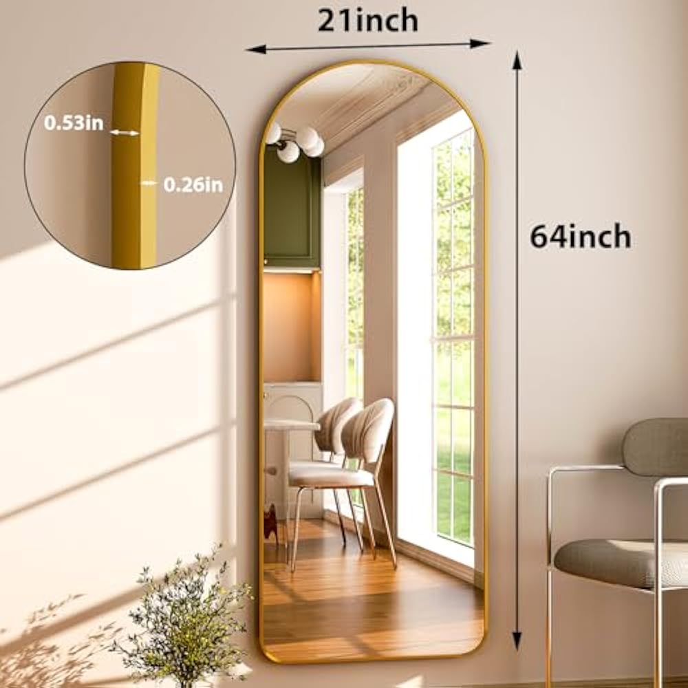 Golden Round Corners 5.5 ft Arch Full-Length Mirror with Stand | All-India Delivery & Guarantee (Copy) (Copy)