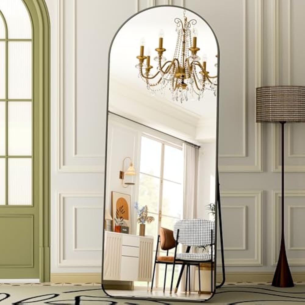 Black Round Corners 5.5 ft Arch Full-Length Mirror with Stand | All-India Delivery & Guarantee