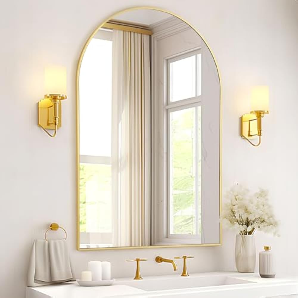 Elegant Golden 20x30 Inch Arch Mirror with Golden Frame – Perfect for Modern Home Interiors