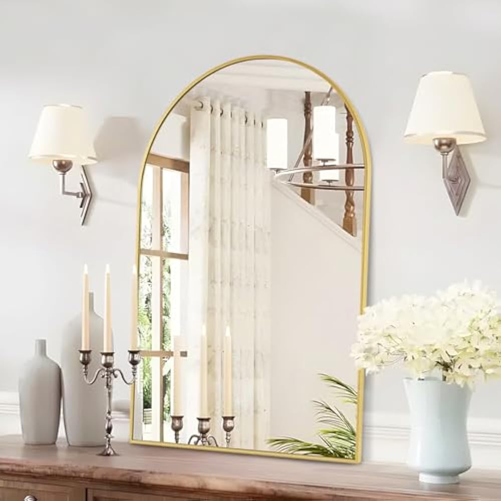 Elegant Golden 20x30 Inch Arch Mirror with Golden Frame – Perfect for Modern Home Interiors