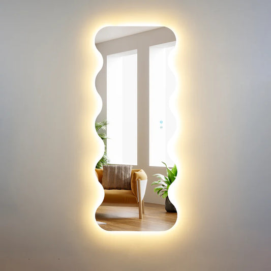 LED Full-Length Abstract Mirror – Modern Touch Sensor Design for Stylish Interiors