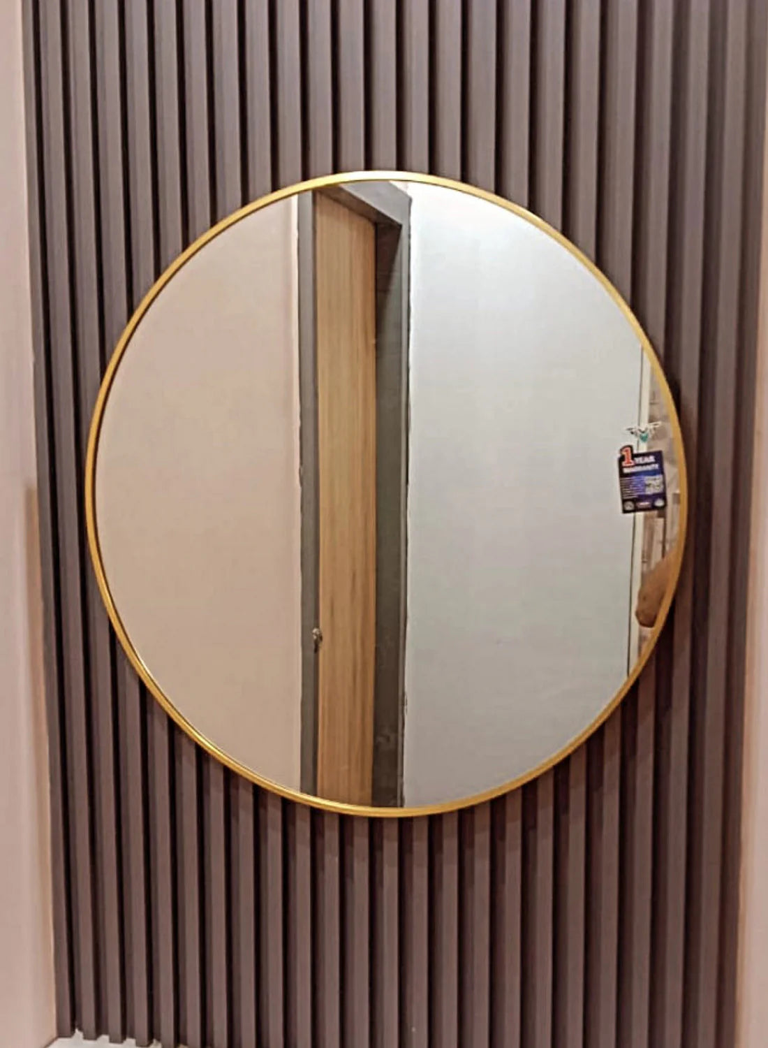 Elegant Round Mirror with Golden Frame – Available in Sizes 2x2 Feet, 2.5x2.5 Feet, and 3x3 Feet | Timeless Home Décor Accent