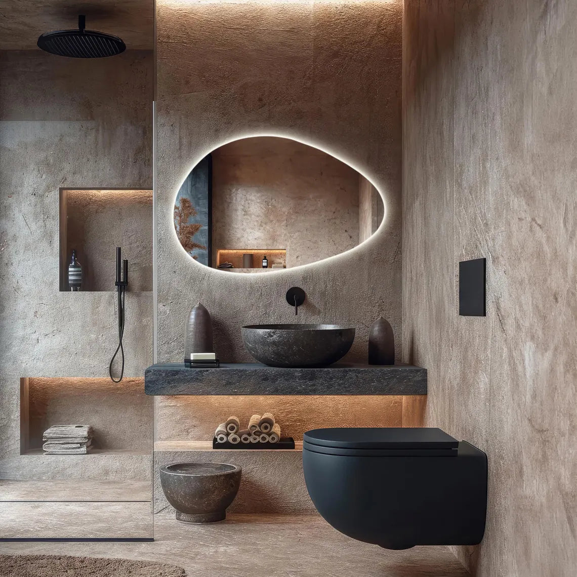 Abstract LED Mirror with Touch Sensor & 3 Lights – A Bold Statement for Your Home Décor - Fabels