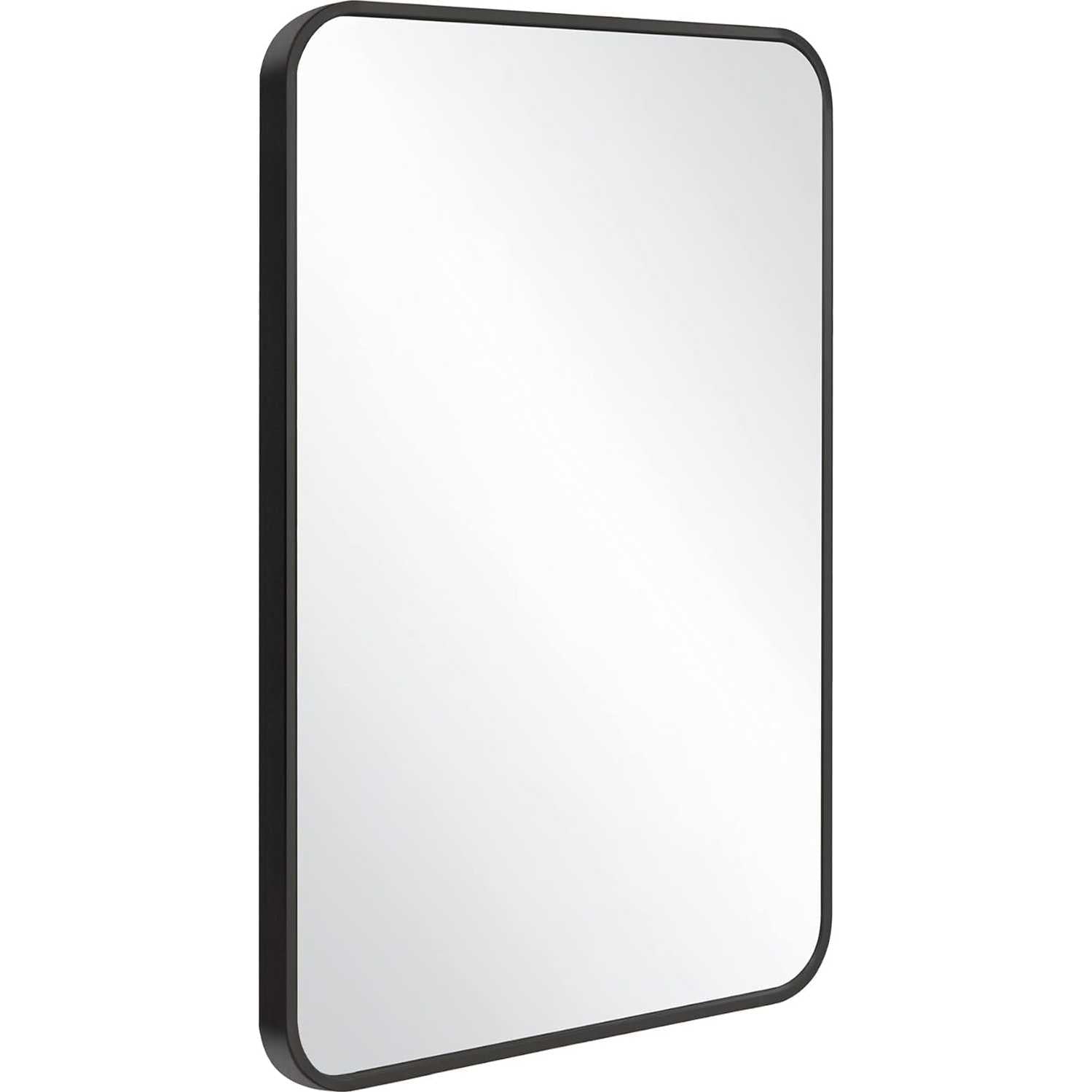 Black 30x20 Inch Rectangular Mirror with Rounded Corners and Black Frame – Modern, Stylish Home Décor - Fabels