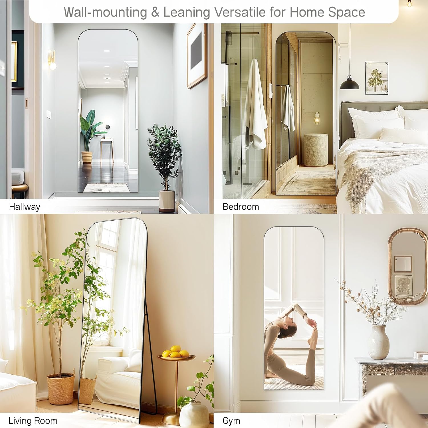 Black Top Round Corners 5.5 ft Arch Full-Length Mirror with Stand | All-India Delivery & Guarantee - Fabels