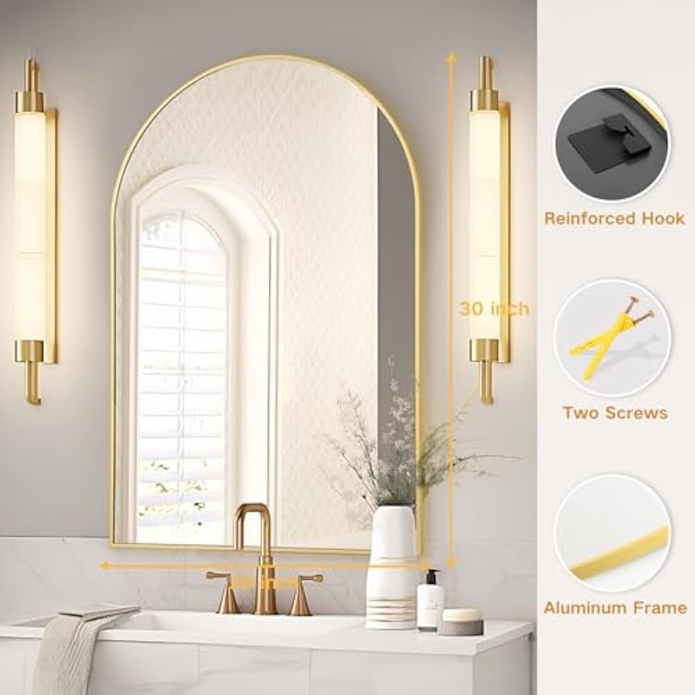 Elegant Golden 20x30 Inch Arch Mirror with Golden Frame – Perfect for Modern Home Interiors - Fabels
