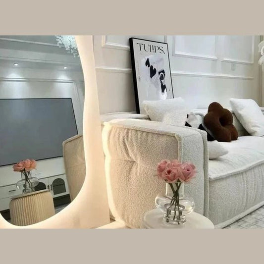Full-Length Abstract LED Mirror with Touch Sensor – Enhance Your Space with Style and Light - Fabels