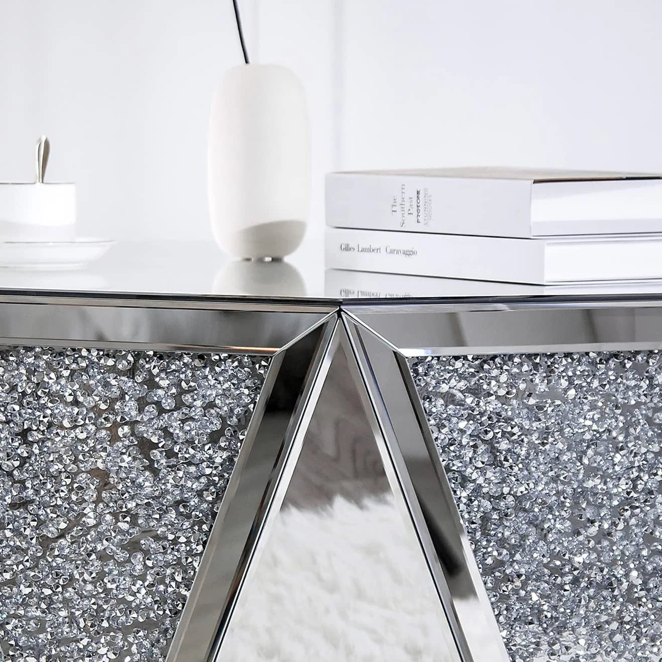 Glamorous Mirrored Coffee Table with Crystal Diamond Accents – Luxury Centerpiece for Elegant Interiors - Fabels