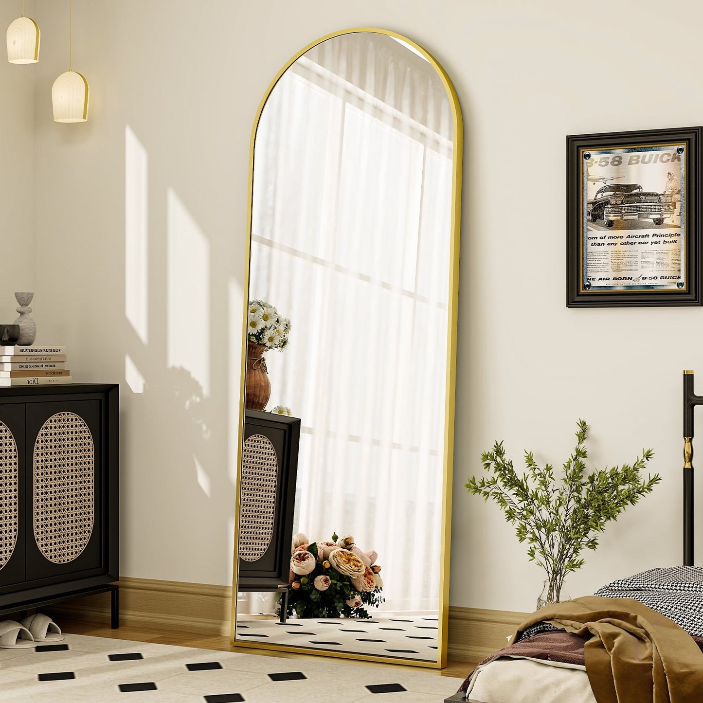 Golden 5.5 ft Arch Full-Length Mirror with Stand | All-India Delivery & Guarantee - Fabels