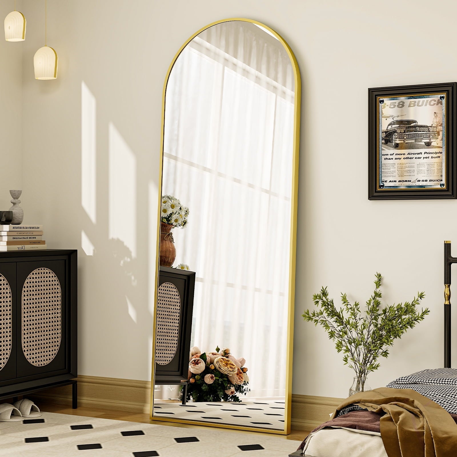 Golden 5.5 ft Arch Full-Length Mirror with Stand | All-India Delivery & Guarantee - Fabels