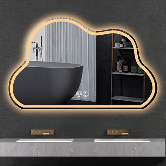 LED Abstract Mirror with 3 Lights & Touch Sensor – Modern & Stylish Home Décor - Fabels