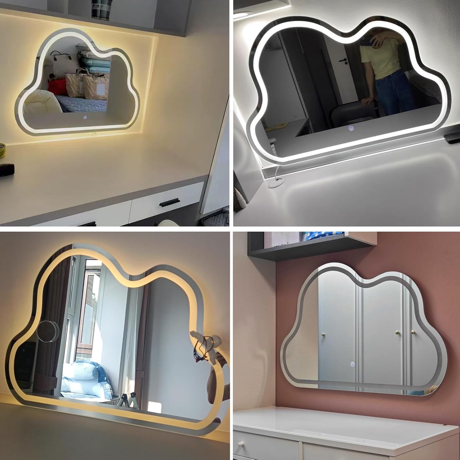 LED Abstract Mirror with 3 Lights & Touch Sensor – Modern & Stylish Home Décor - Fabels