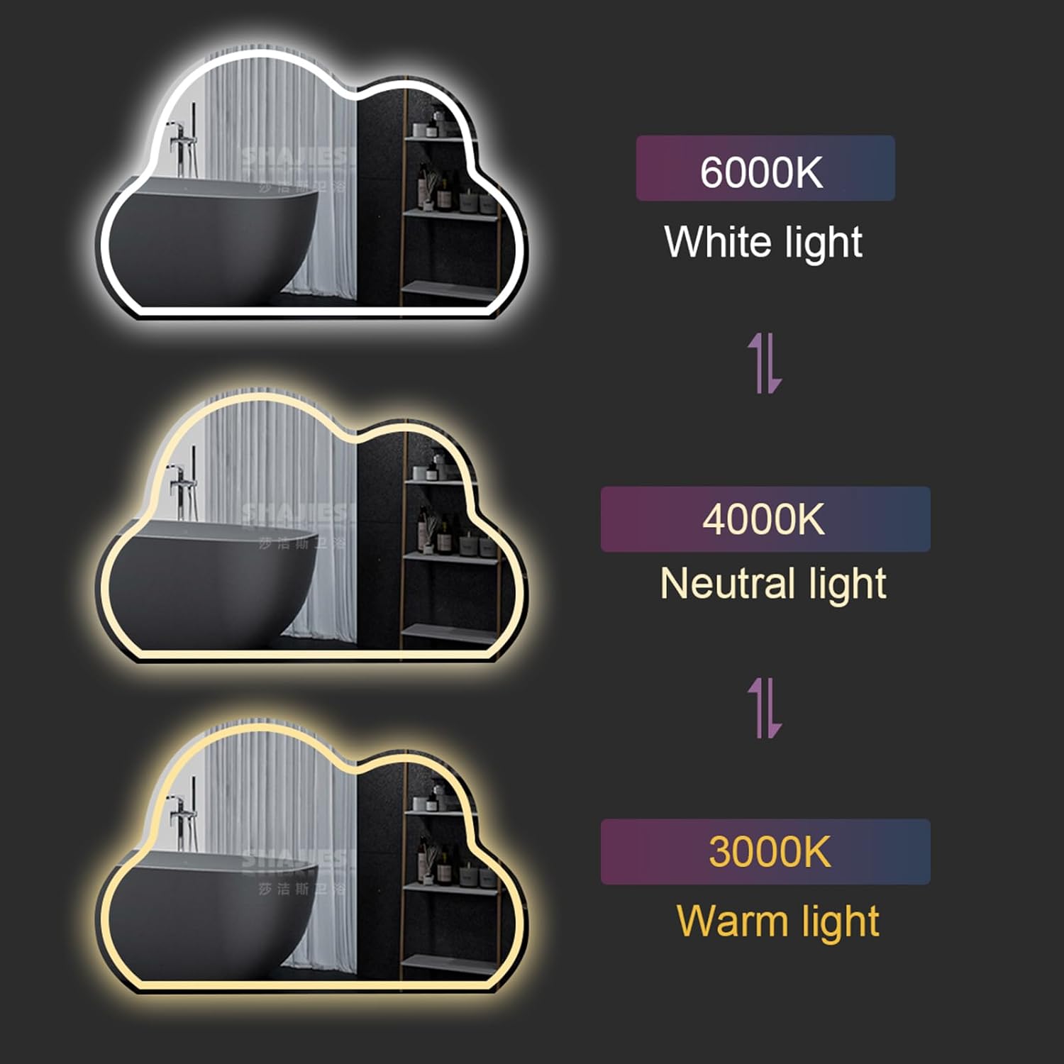 LED Abstract Mirror with 3 Lights & Touch Sensor – Modern & Stylish Home Décor - Fabels