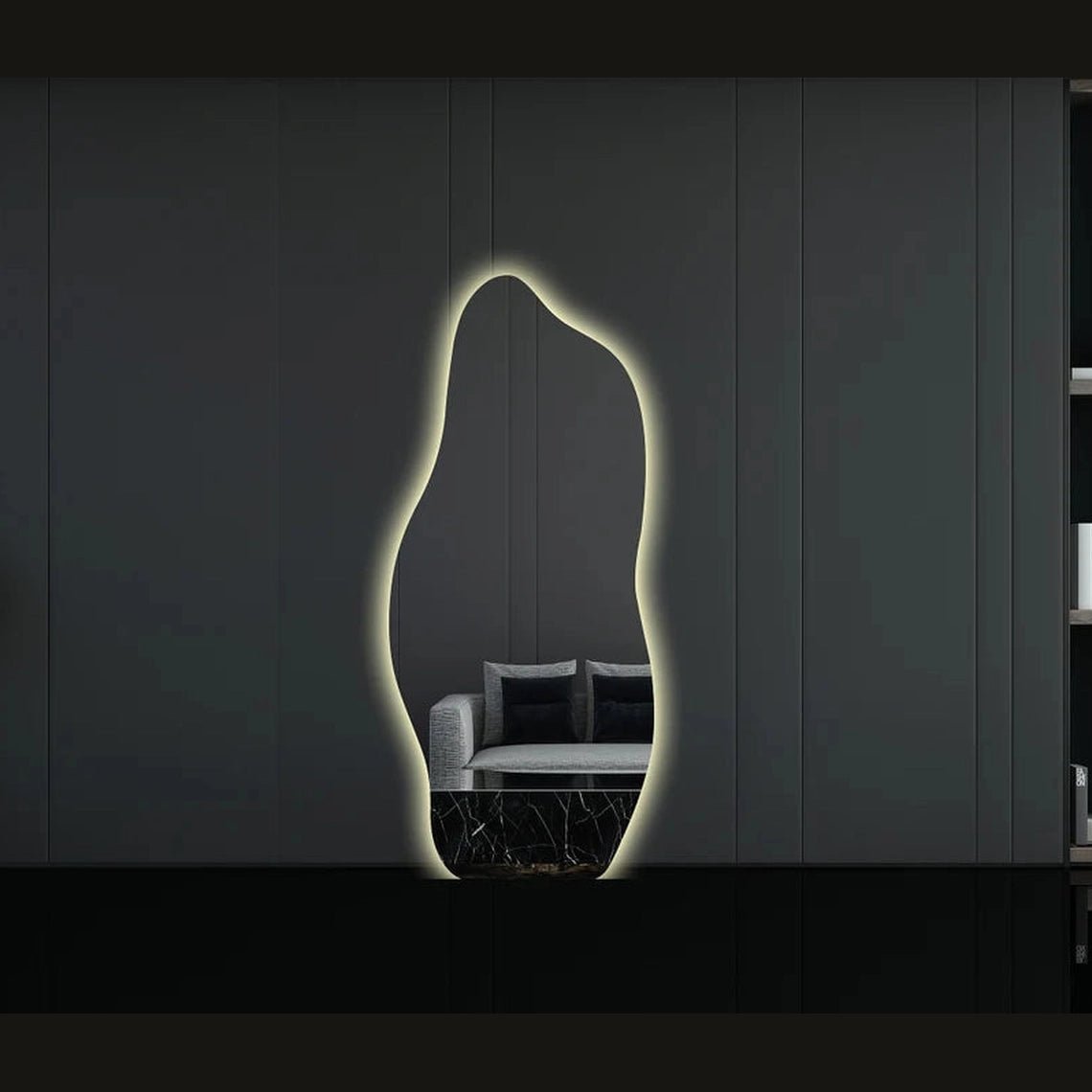 LED Full-Length Abstract Mirror – Contemporary Design with Touch Sensor & Ambient Lighting - Fabels