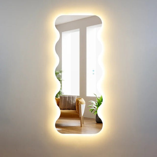 LED Full-Length Abstract Mirror – Modern Touch Sensor Design for Stylish Interiors - Fabels