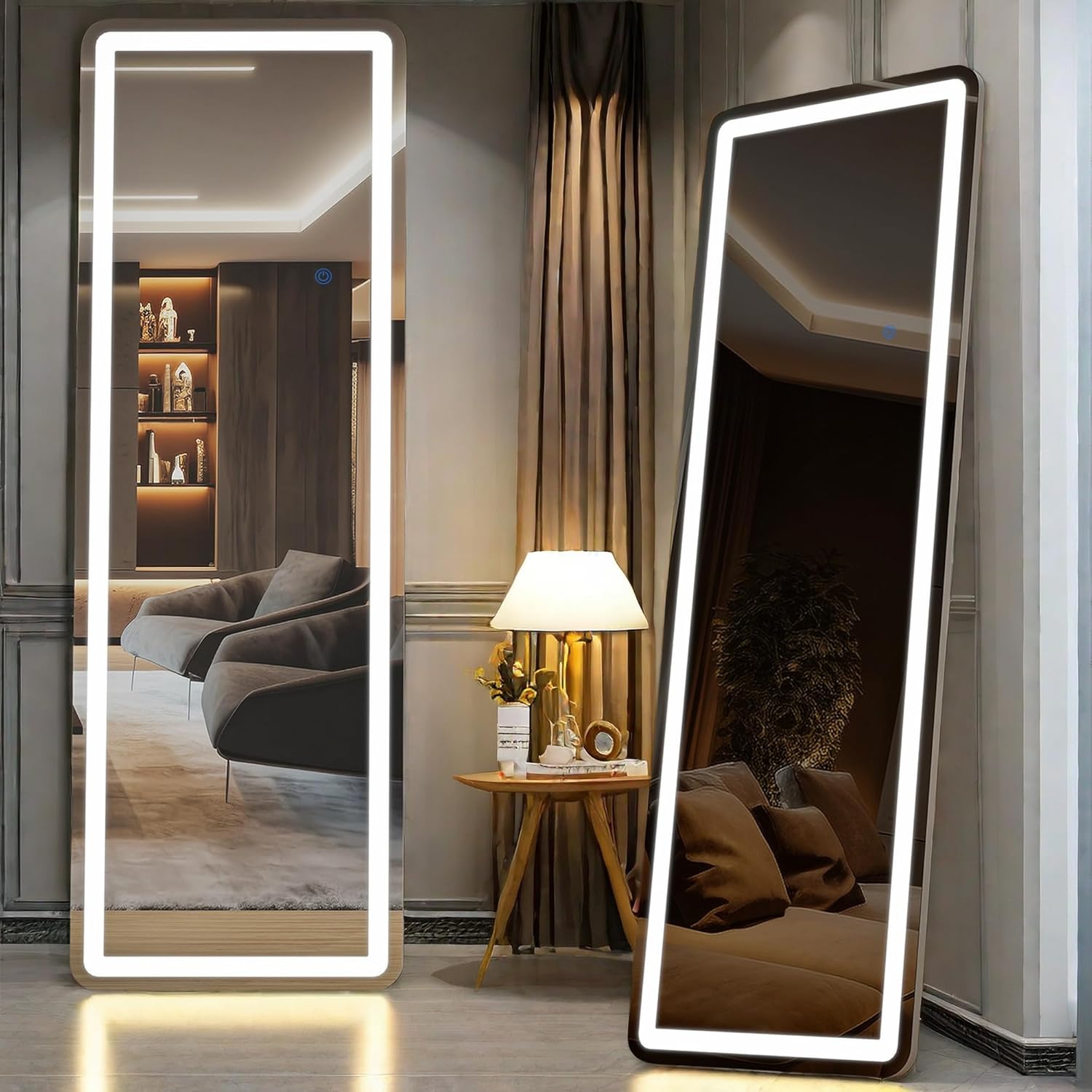 LED Full-Length Mirror with Stand, 3 Adjustable Light Modes, Touch Sensor & Dimmer – Stylish & Functional - Fabels