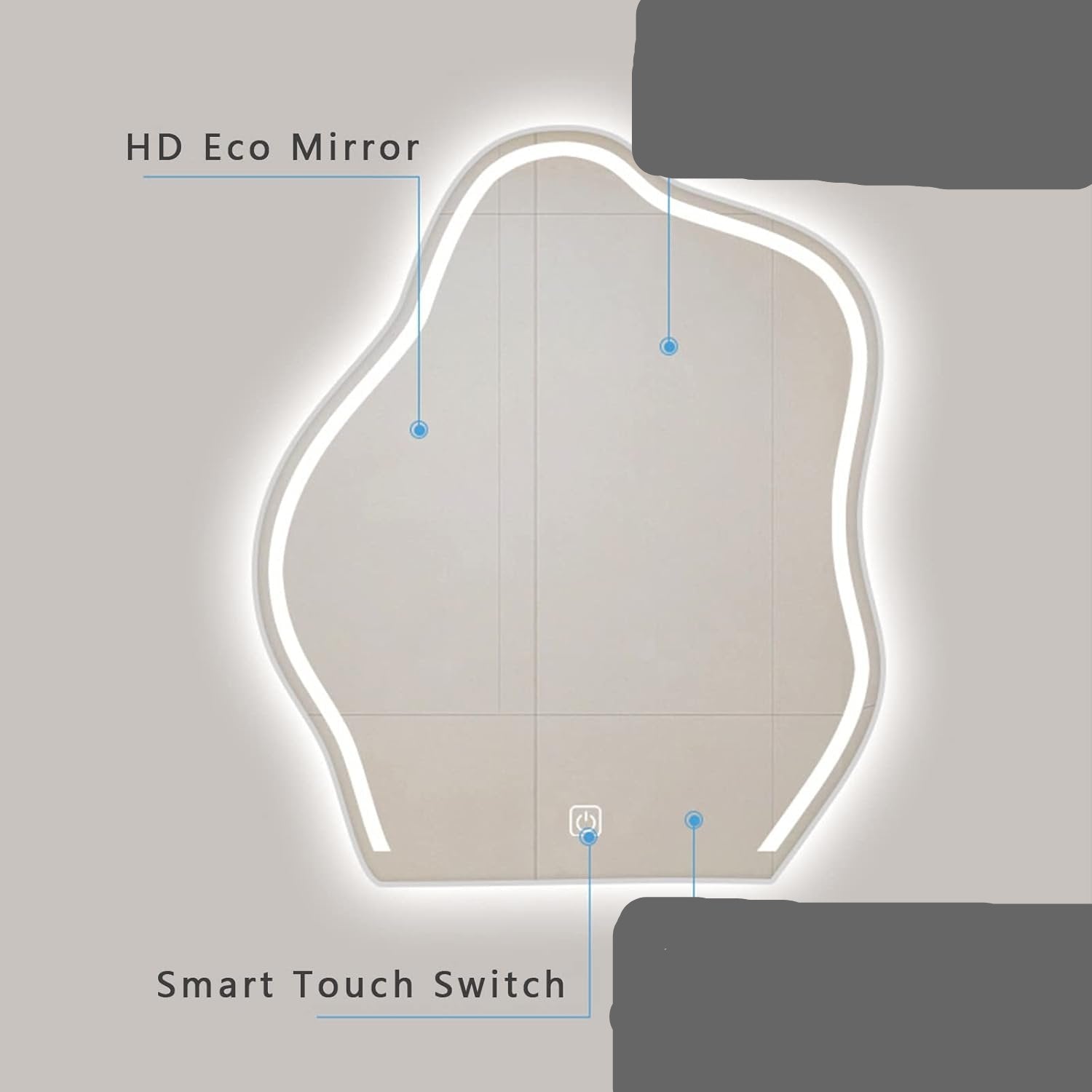LED Mirror with 3 Lights & Touch Sensor – Elegant Touch-Control Design for Your Space - Fabels