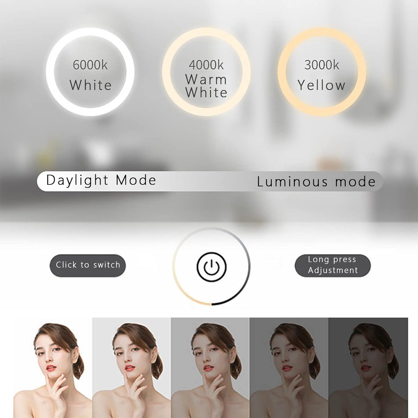 LED Mirror with 3 Lights & Touch Sensor – Elegant Touch-Control Design for Your Space - Fabels
