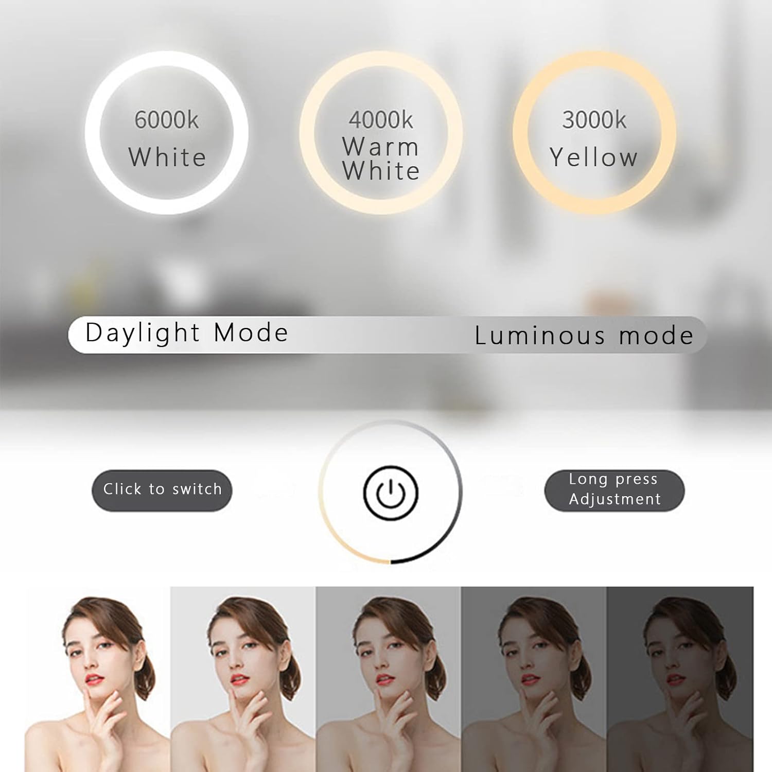 LED Mirror with 3 Lights & Touch Sensor – Elegant Touch-Control Design for Your Space - Fabels