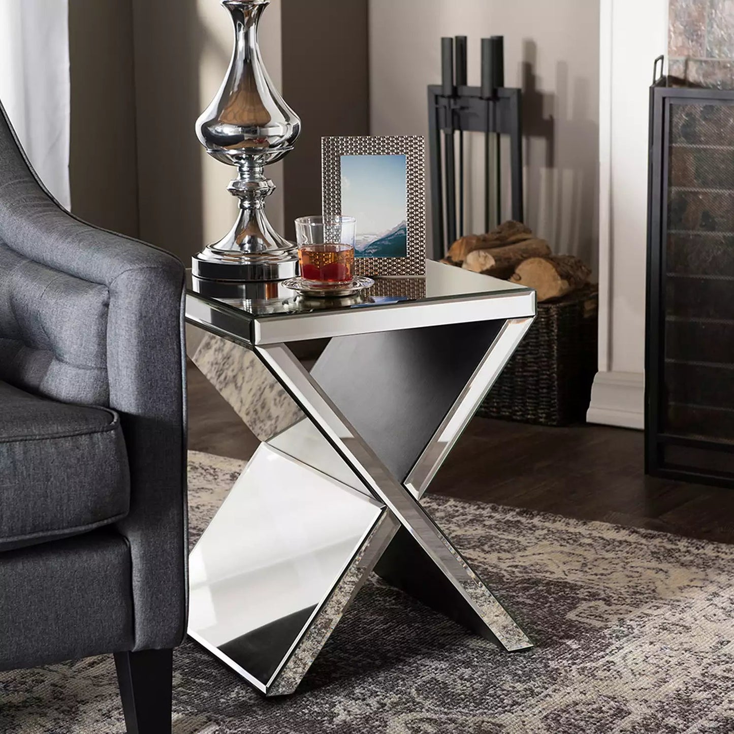 ✨ Luxe Mirrored X - Base Side Table – A Statement of Elegance & Style! ✨ - Fabels