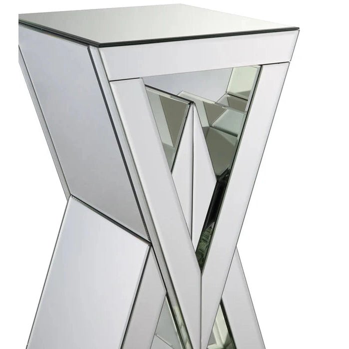 Luxurious Mirrored X - Base Side Table – Modern Glam Accent - Fabels
