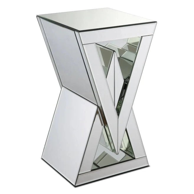 Luxurious Mirrored X - Base Side Table – Modern Glam Accent - Fabels