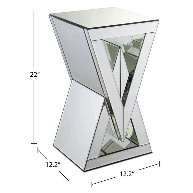 Luxurious Mirrored X - Base Side Table – Modern Glam Accent - Fabels