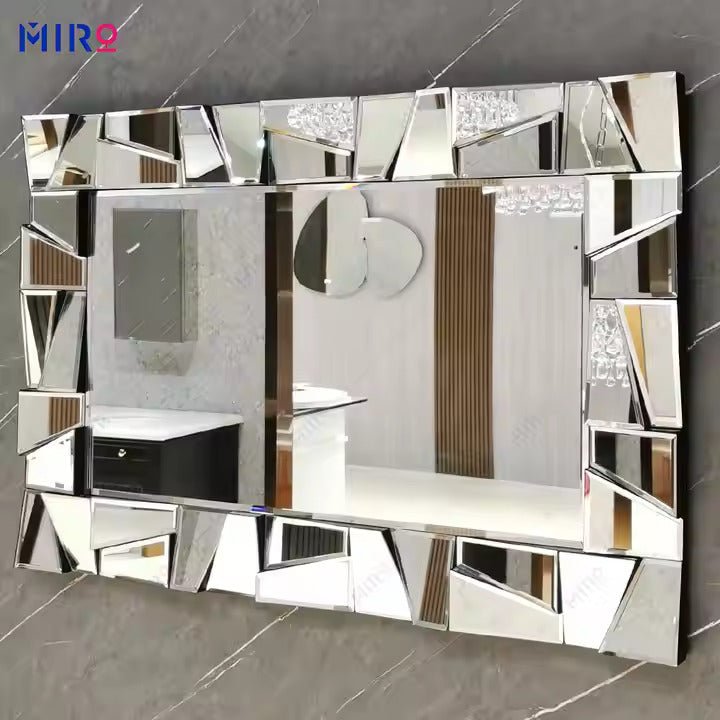Luxury Abstract Geometric Mirrored Wall Mirror – Modern Elegance - Fabels