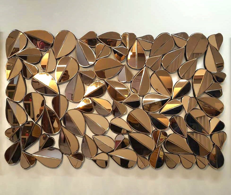 Luxury Abstract Leaf Mirror Décor – Elegant Wall Art for Homes, Offices & Hotels - Fabels