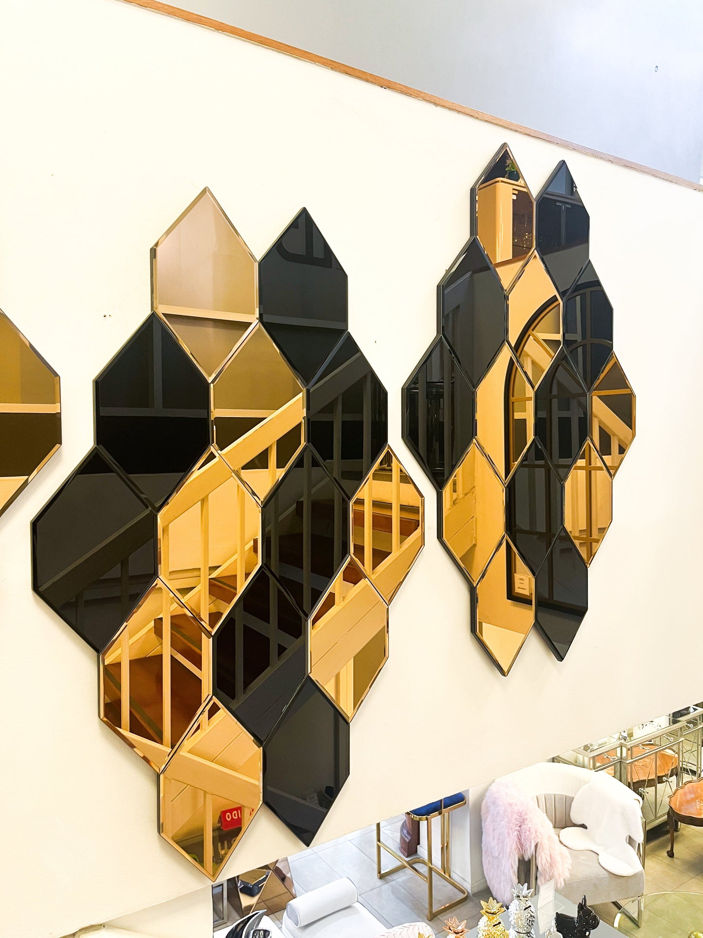 ✨ Luxury Black & Gold Geometric Mirror – A Statement of Elegance & Modern Artistry ✨ - Fabels