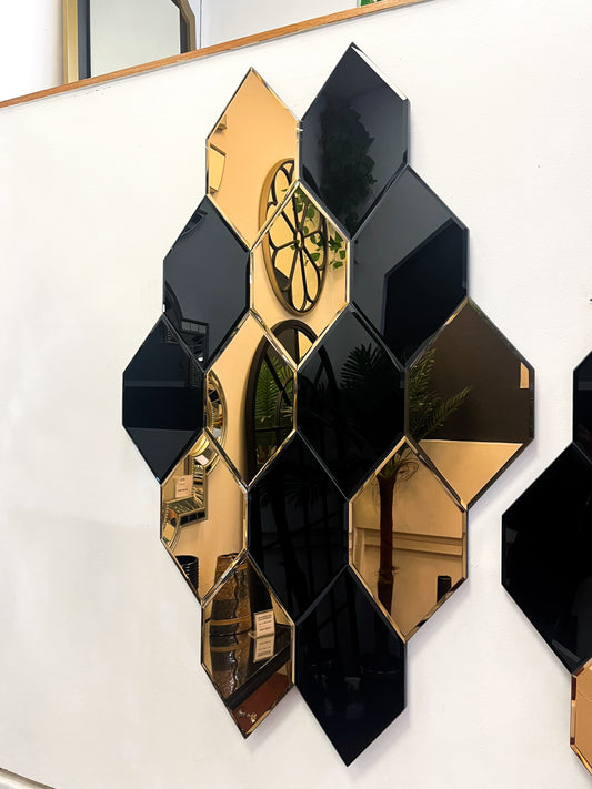 ✨ Luxury Black & Gold Geometric Mirror – A Statement of Elegance & Modern Artistry ✨ - Fabels