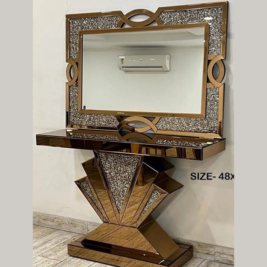 ✨ Luxury Bronze Mirrored Console Table with Matching Mirror ✨ - Fabels