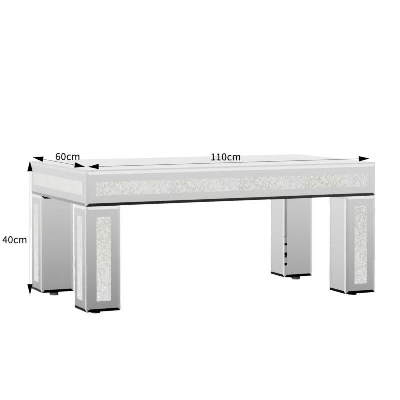 Luxury Crushed Diamond Mirrored Coffee Table – Elegant Sparkle for Modern Spaces - Fabels