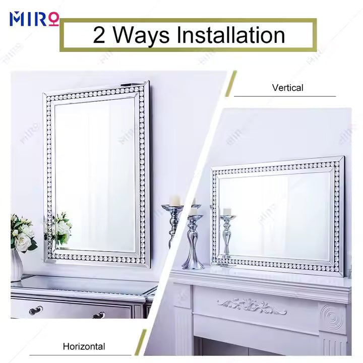 Luxury Crystal Embellished Decorative Wall Mirror – Elegant & Glamorous Design - Fabels