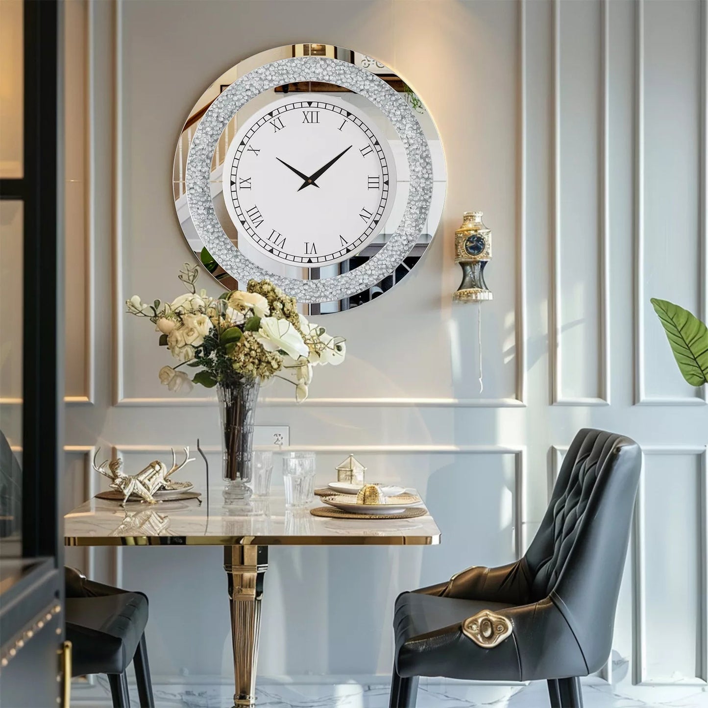 Luxury Crystal Mirrored Wall Clock – A Statement of Elegance - Fabels