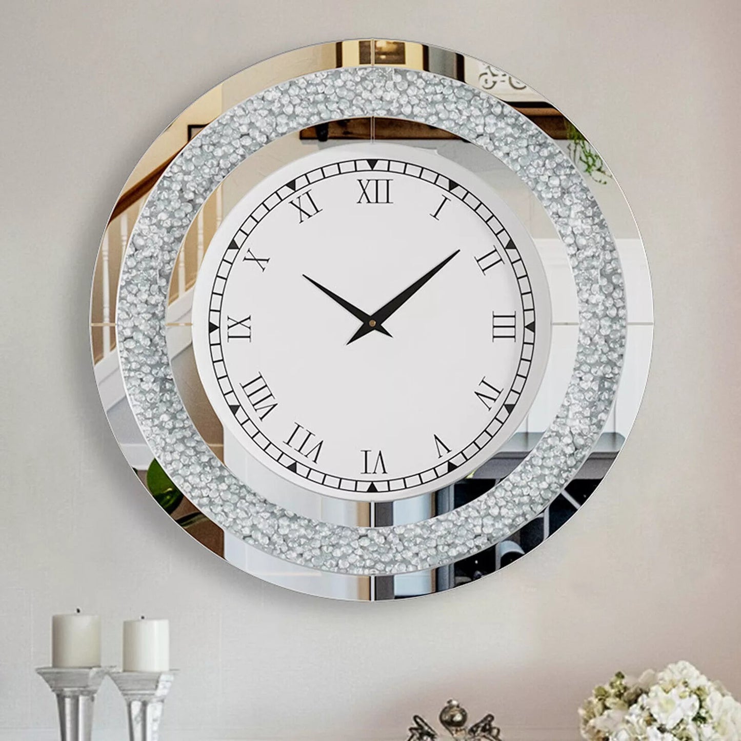 Luxury Crystal Mirrored Wall Clock – A Statement of Elegance - Fabels