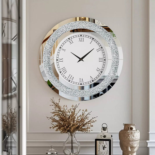 Luxury Crystal Mirrored Wall Clock – A Statement of Elegance - Fabels