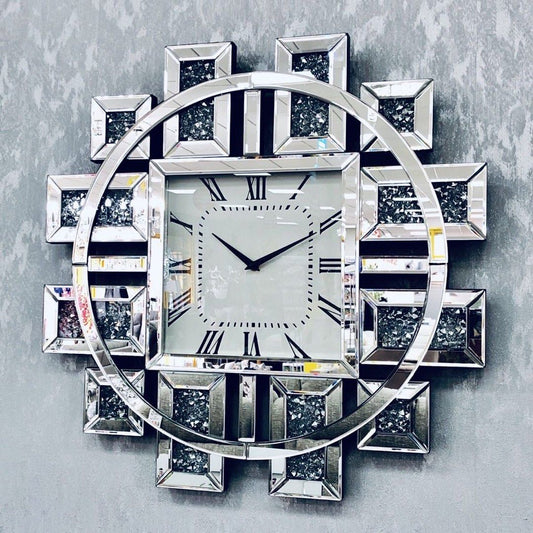 Luxury Crystal Mirrored Wall Clock – A Stunning Statement Piece - Fabels