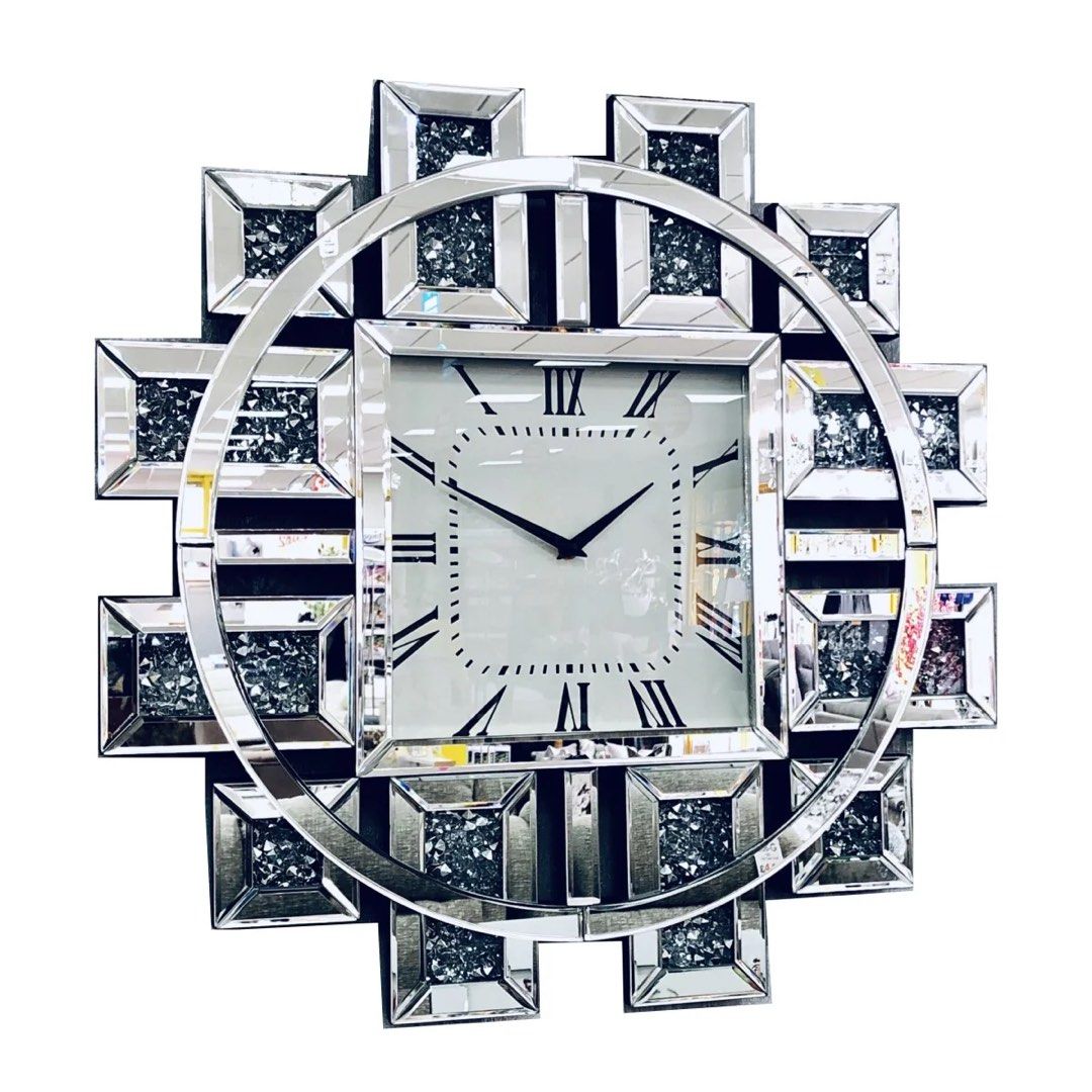 Luxury Crystal Mirrored Wall Clock – A Stunning Statement Piece - Fabels