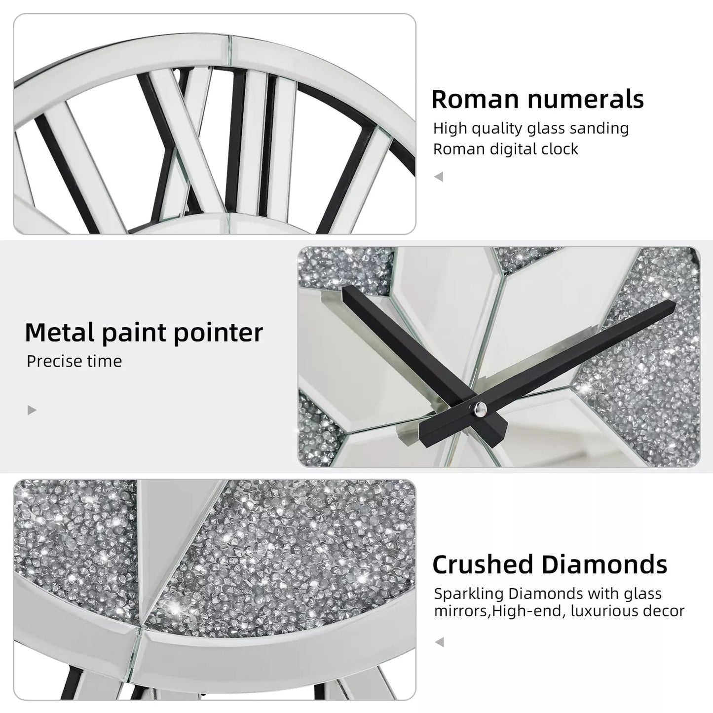 Luxury Crystal Star Mirrored Wall Clock – A Stunning Statement Piece - Fabels